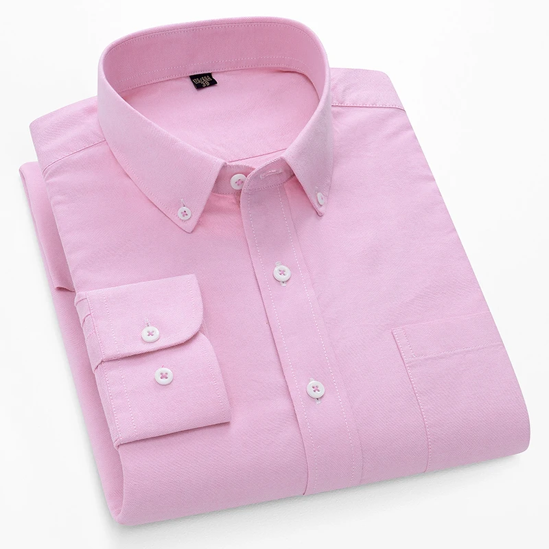 Oxford Cotton Casual Shirt Business - 100% Cotton Oxford Long-Sleeve Shirts for