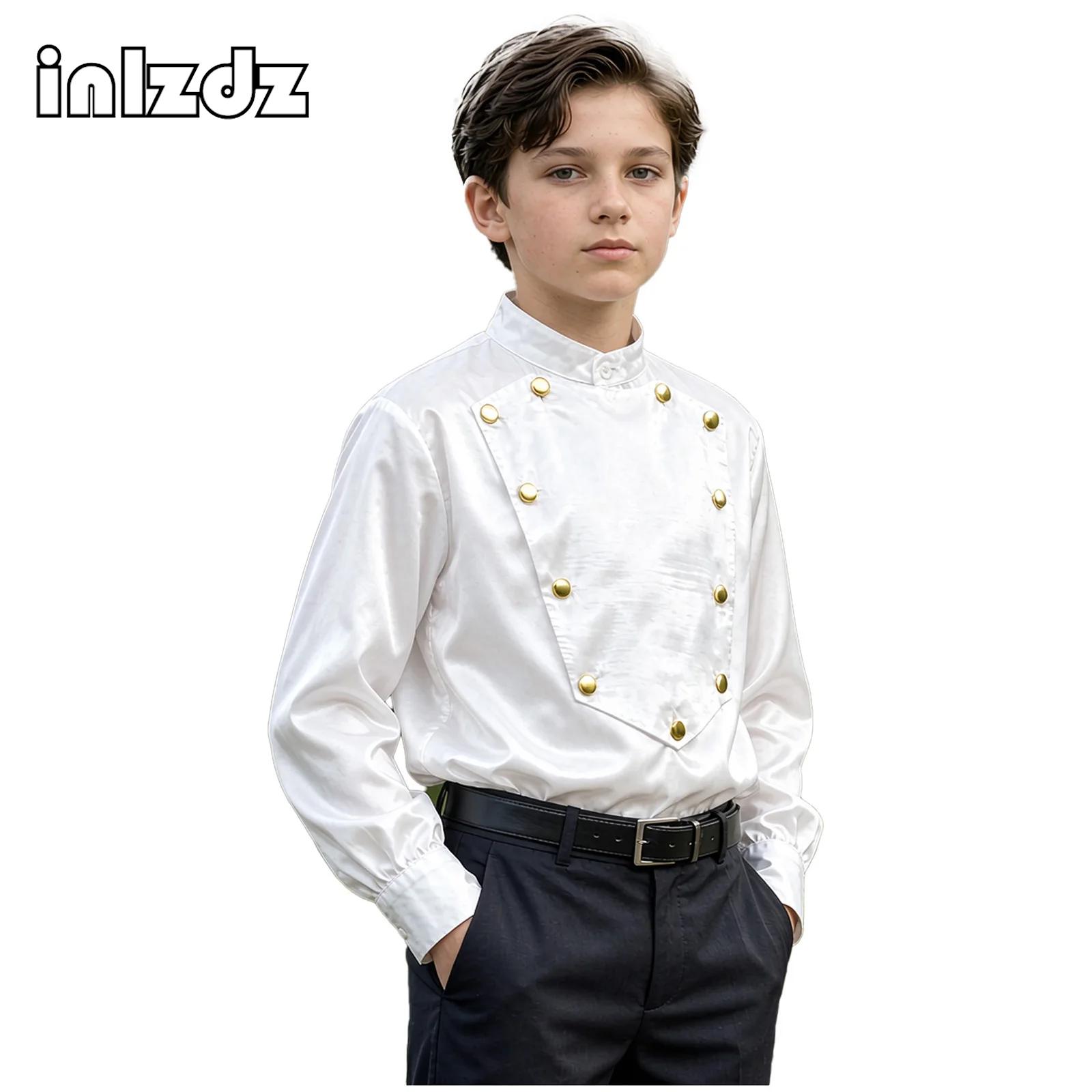 Shirts - Boys Medieval Renaissance Vintage Satin Shirt