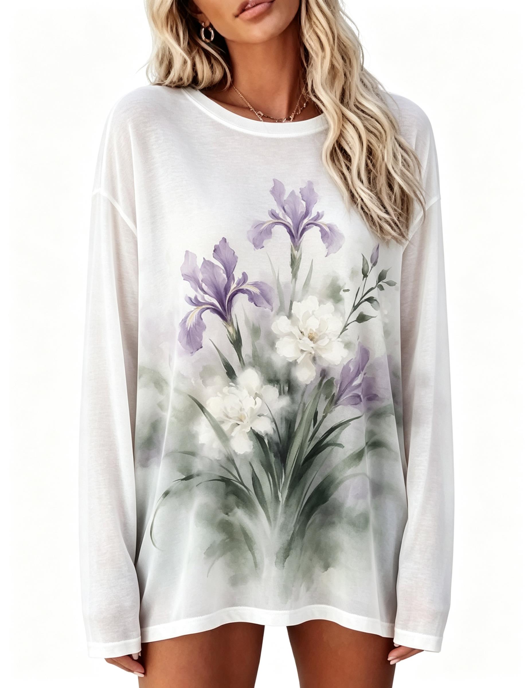 Women Long Sleeve T‑Shirt Vint - Shirts ulasan dan harga