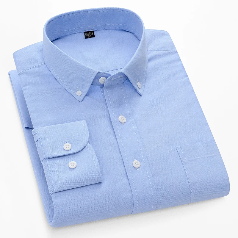 100% Cotton Oxford Long-Sleeve - Oxford Cotton Casual Shirt Business ulasan dan harga