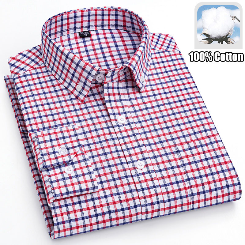 100% Cotton Breathable Men Oxf - Oxford Cotton Casual Shirt Business ulasan dan harga