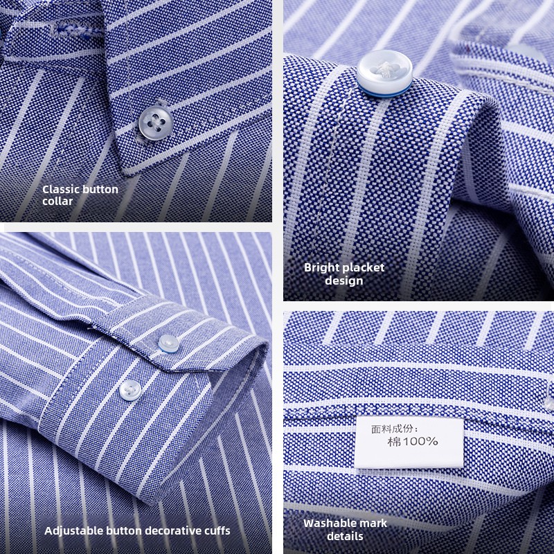 100% Cotton Breathable Men Oxf - Oxford Cotton Casual Shirt Business ulasan dan harga