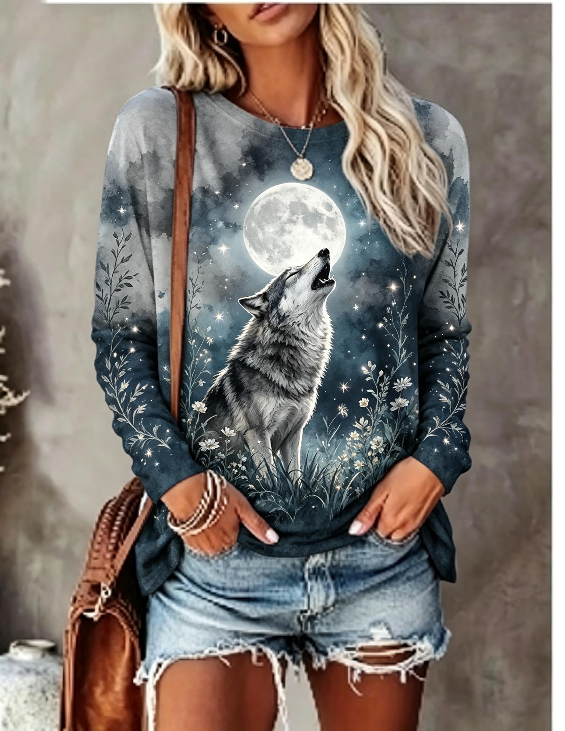 Women Long Sleeve T Shirt Howl - T-Shirts ulasan dan harga
